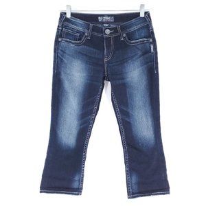 Silver Jeans Aiko Kick Flare Women Jean Low Rise Cropped Blue Size 28 (28x23)